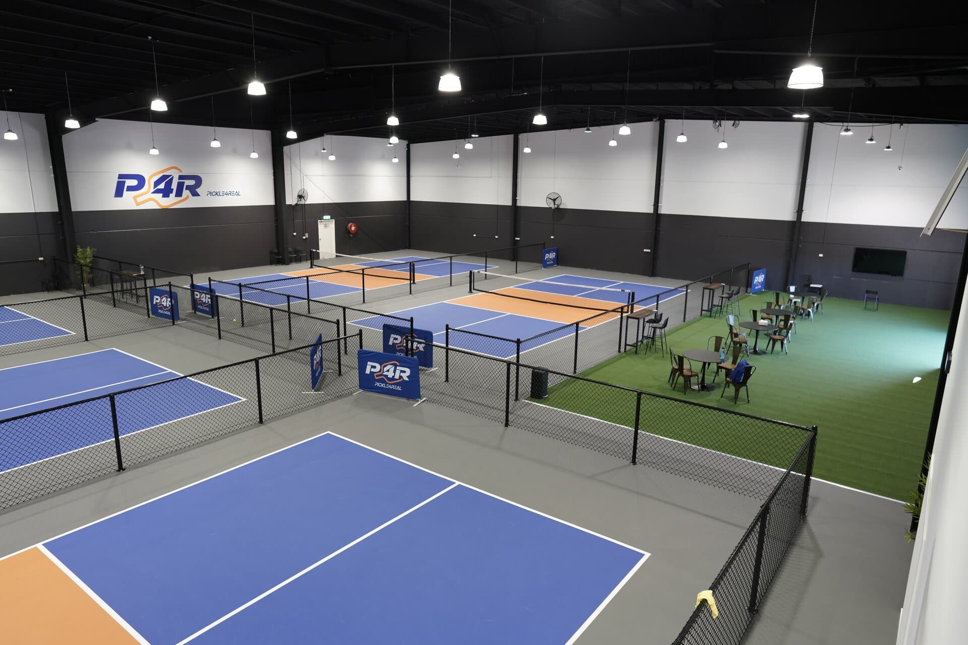 Wide view of the indoor courts